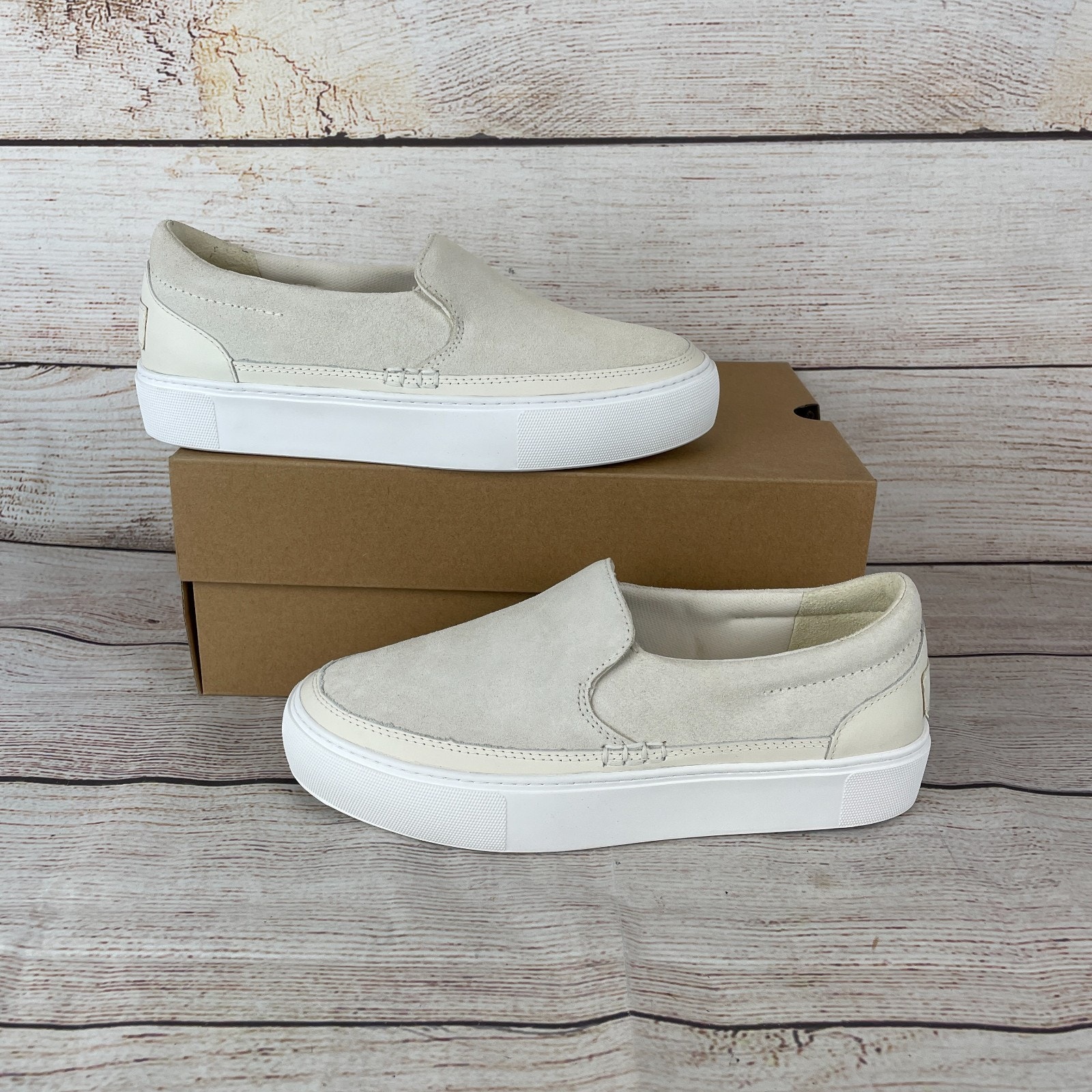 Ugg Zilo Slip On Womens Sz 7.5 Shoes Tan Suede White